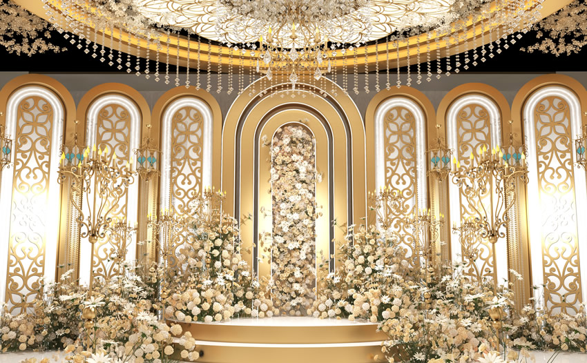 资中香槟色调婚礼堂效果展示